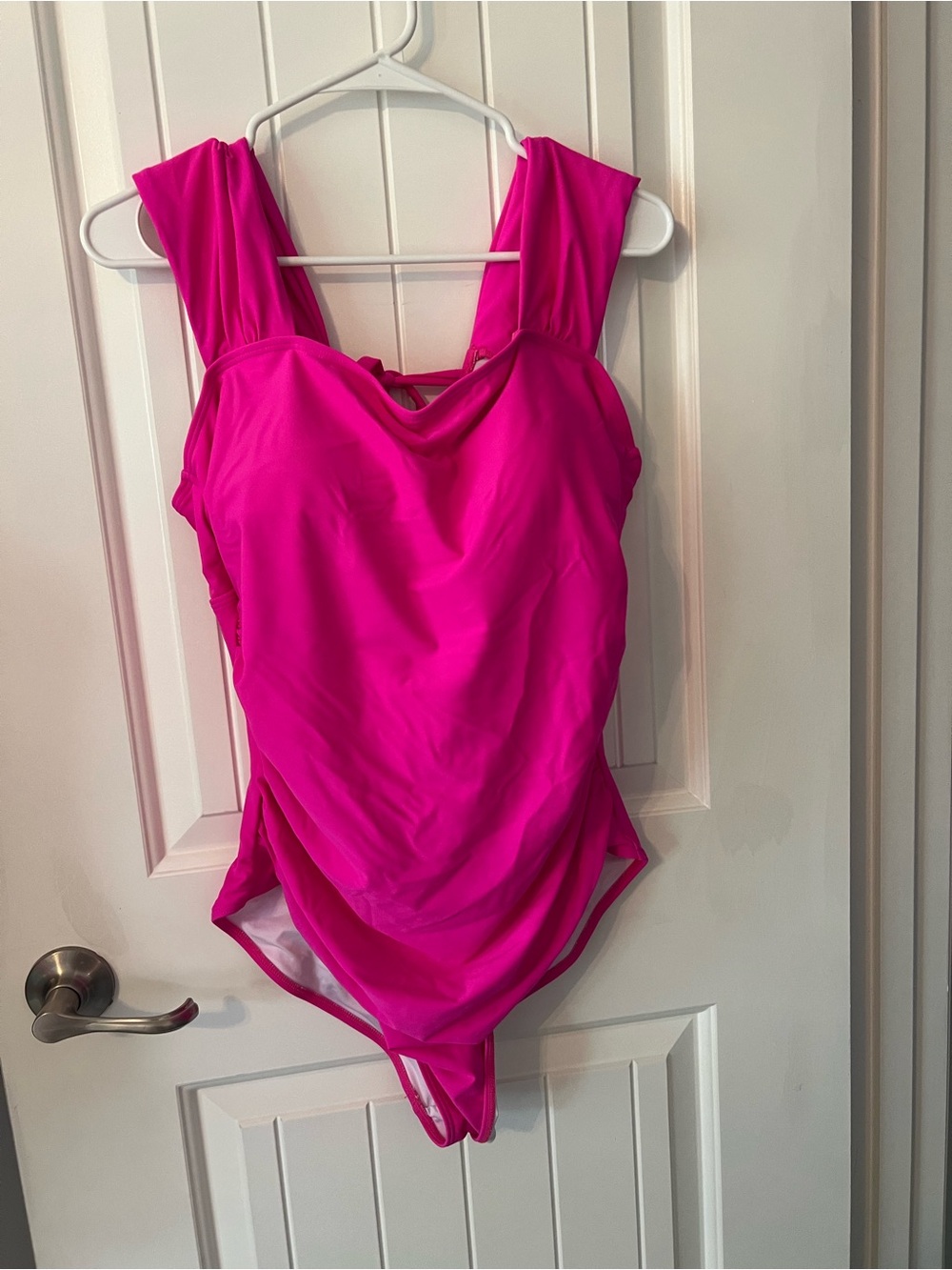 B2PRITY Hot Pink One Piece Swimsuit Open Back Barbiecore Swimwear - Size XL